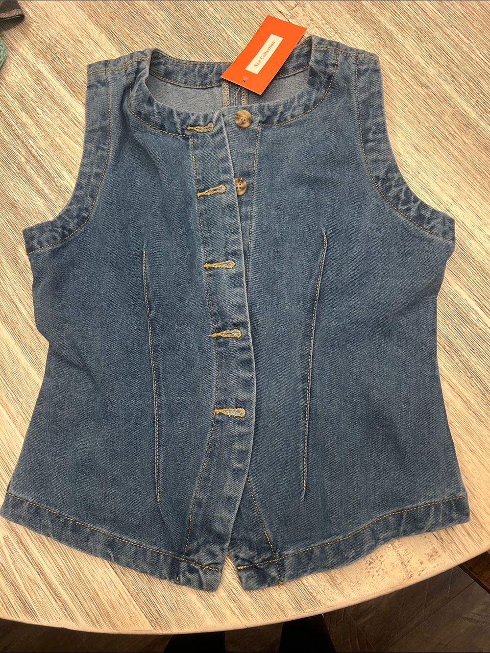 Sleeveless Denim Vest - Blue